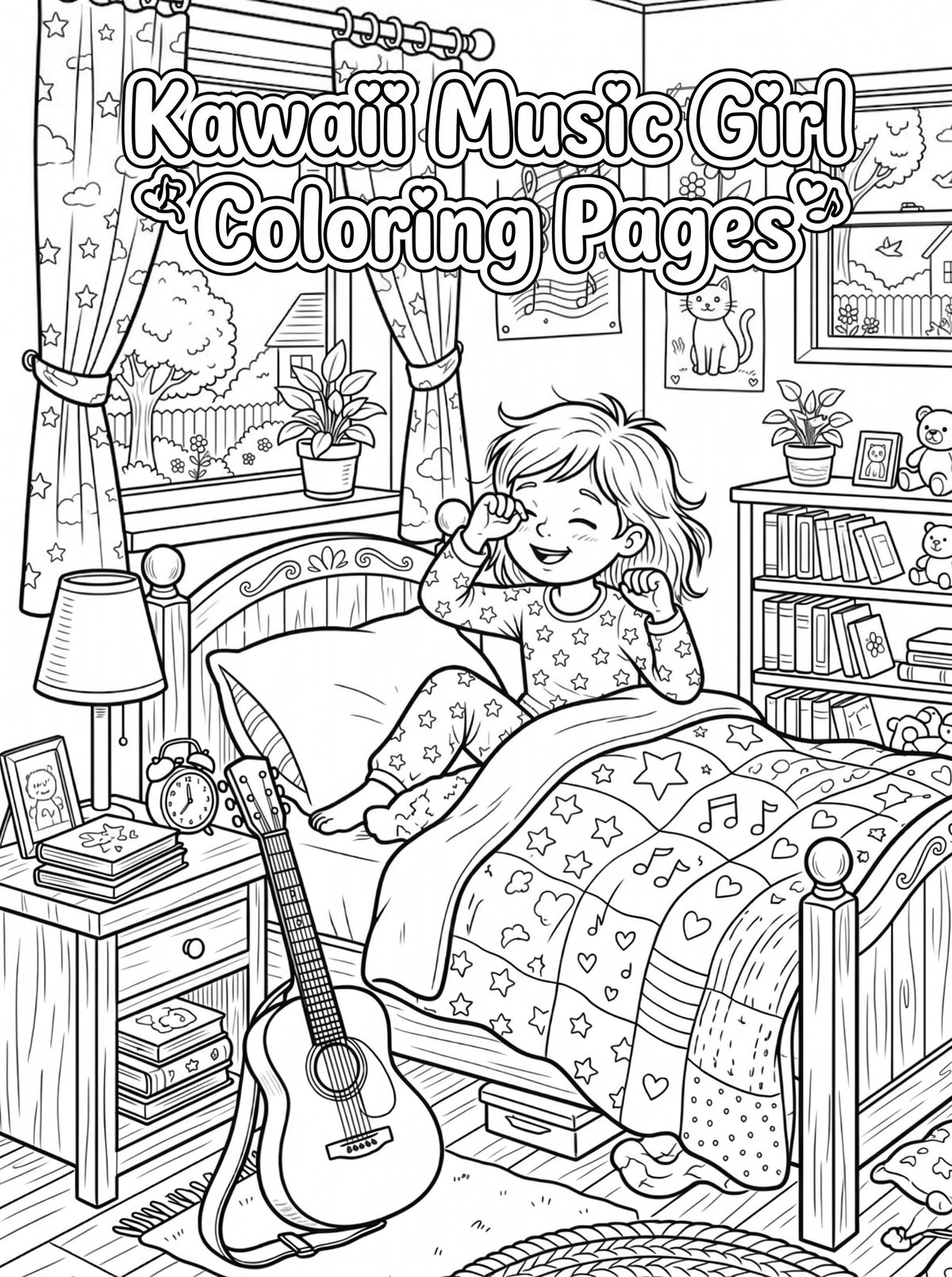 Kawaii Music Girl Coloring Pages