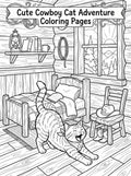 Cute Cowboy Cat Adventure Coloring Pages