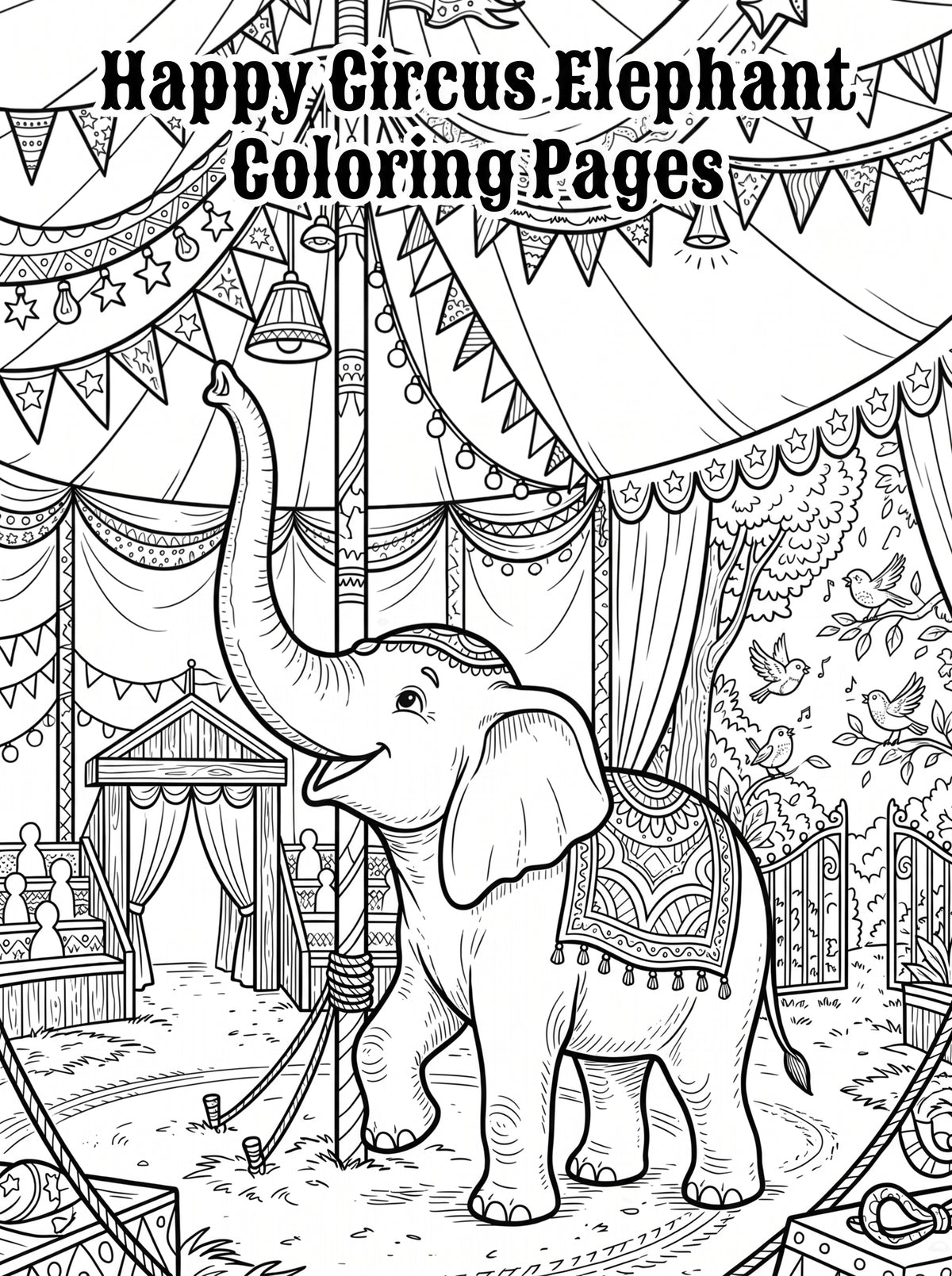Happy Circus Elephant Coloring Pages
