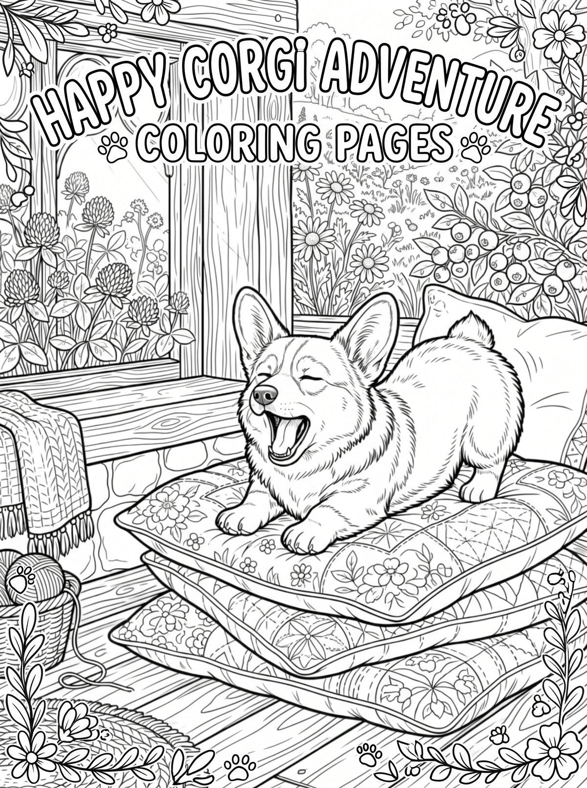 Happy Corgi Adventure Coloring Pages