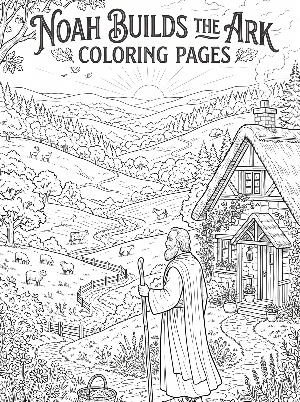 Noah Builds the Ark Coloring Pages